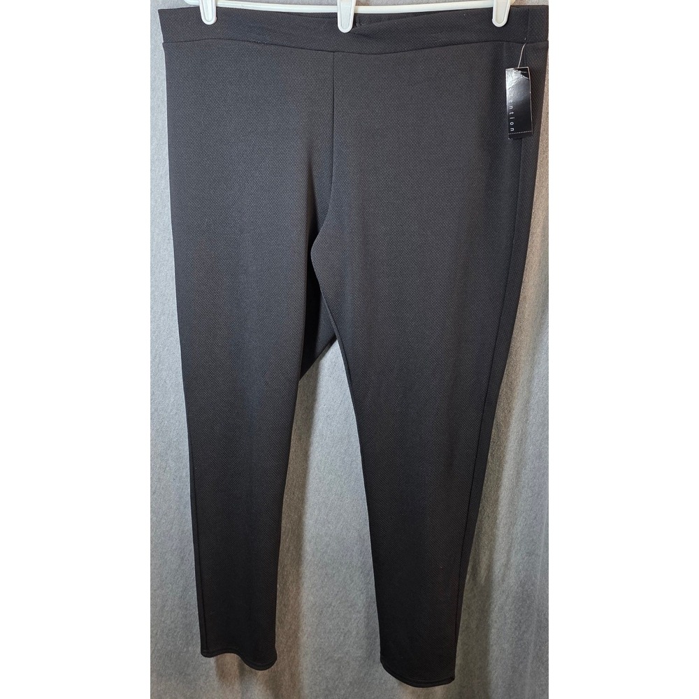 New Attention Textured Pull On Pants Plus Size XXL‎ 2X Black Stretch Work Church
